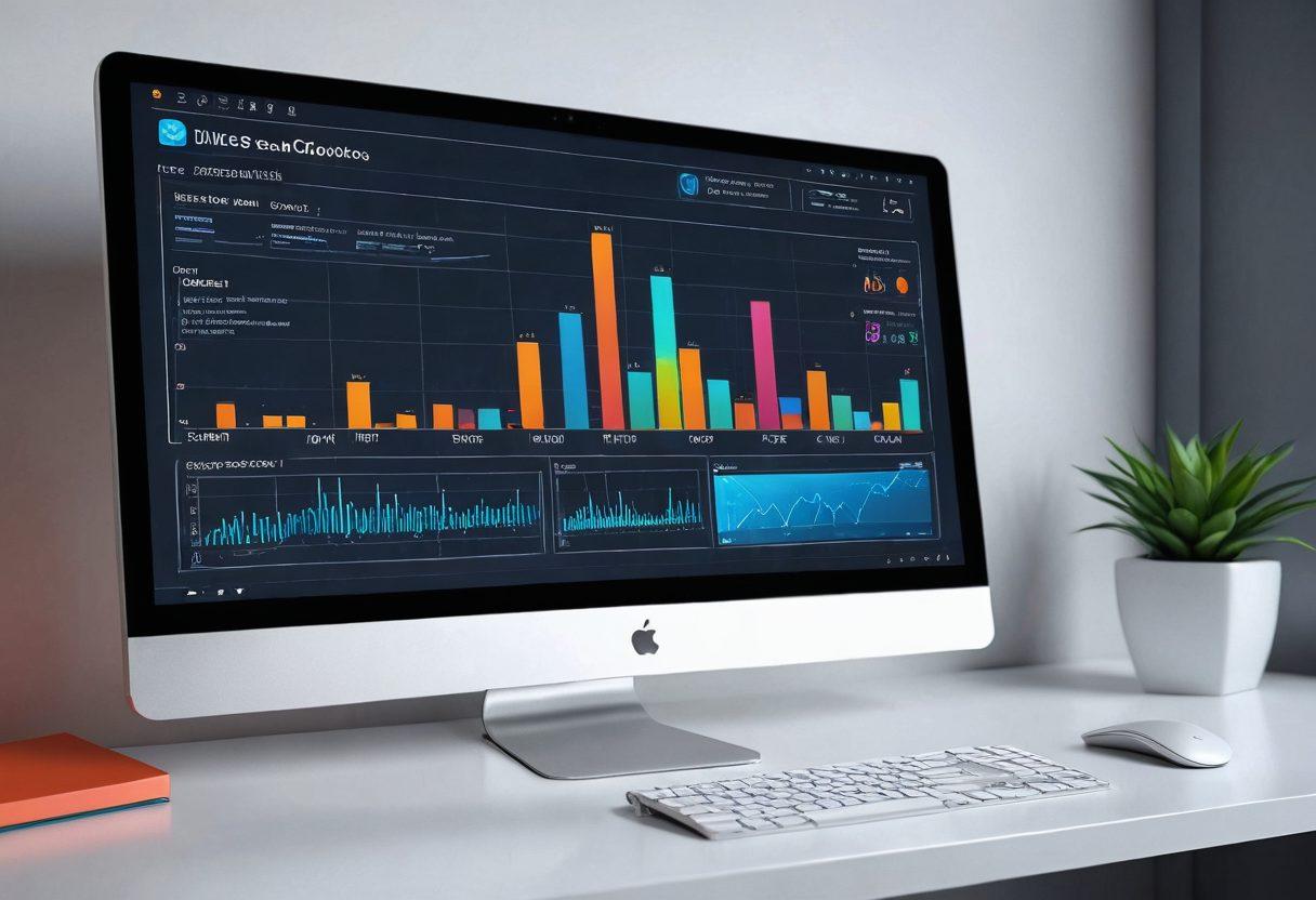 A sleek futuristic computer screen displaying a vibrant, well-designed website with smooth interface. Digital lines representing SEO algorithms flow seamlessly from a coding window to the website. Background includes elements like a rocket and bar charts indicating growth and optimization. 3D. super-realistic. vibrant colors.